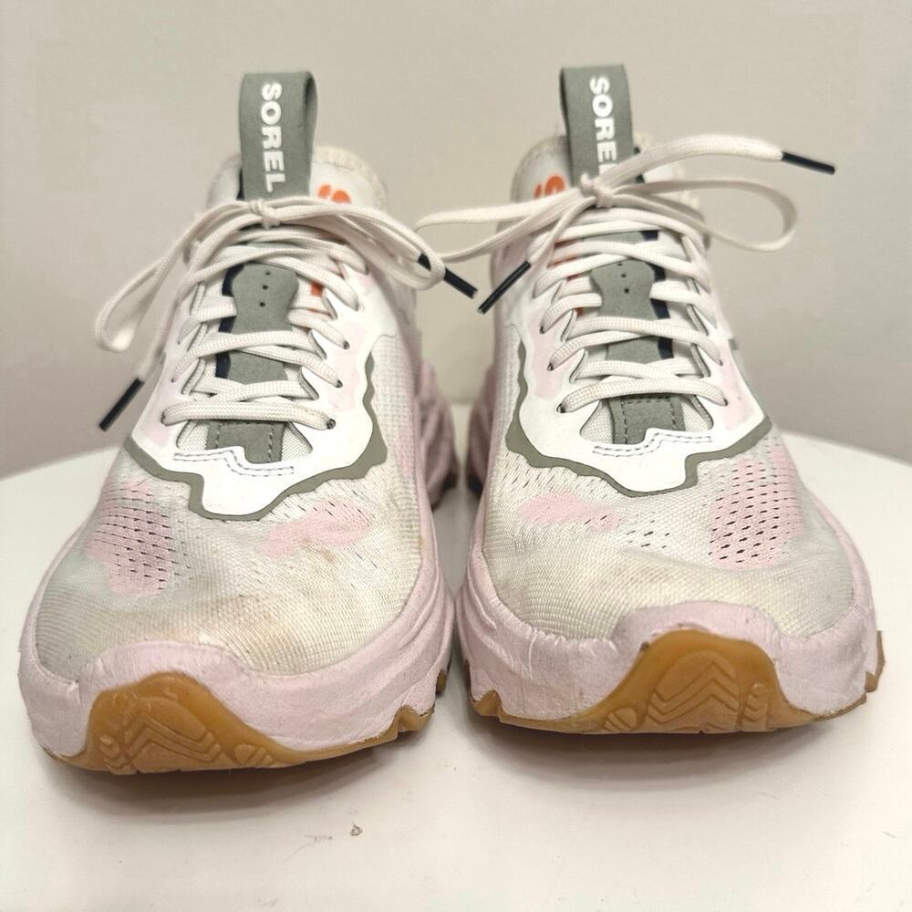 SOREL Women’s Kinetic Breakthru Day Lace-Up Sneakers Sz. 8 Pink/Olive/White